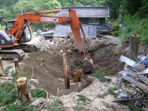 台風9号災害土砂撤去